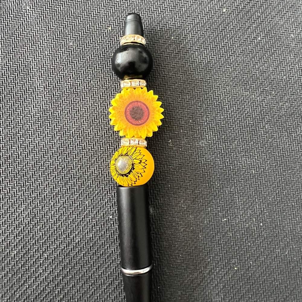 Sunflower Beaded Black Pen